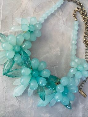 Sugarfix Statement Floral Bib Necklace in Aqua Blue by BaubleBar